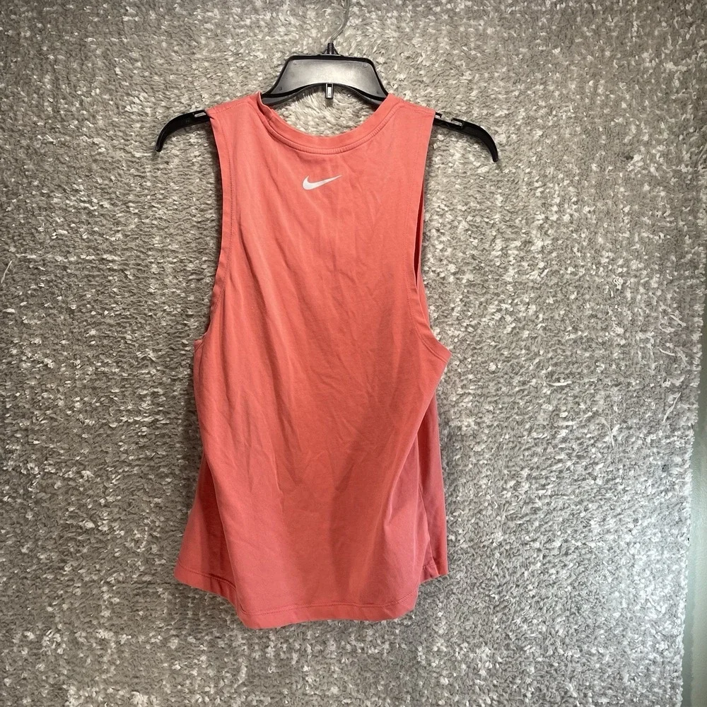 The Nike Tee Tank Top Dry-Fit Pink Logo Sporty Training Small READ